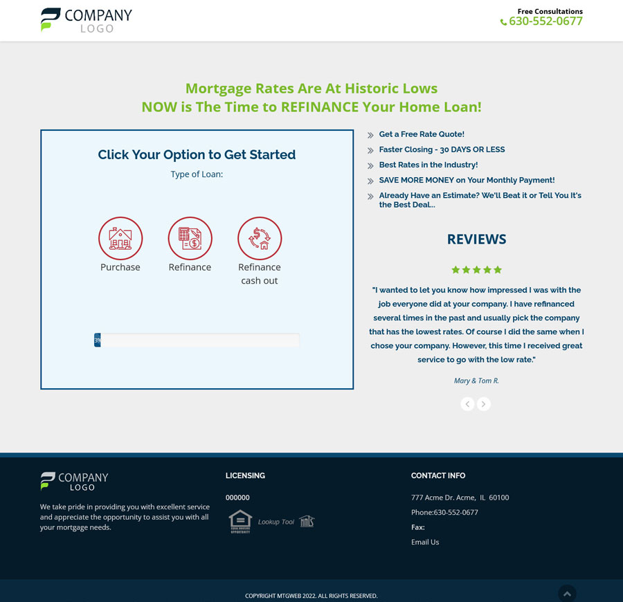 mortgage landing page